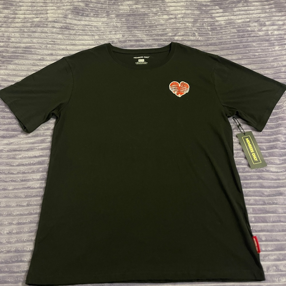Members Only Black Tee with Red Heart Patch